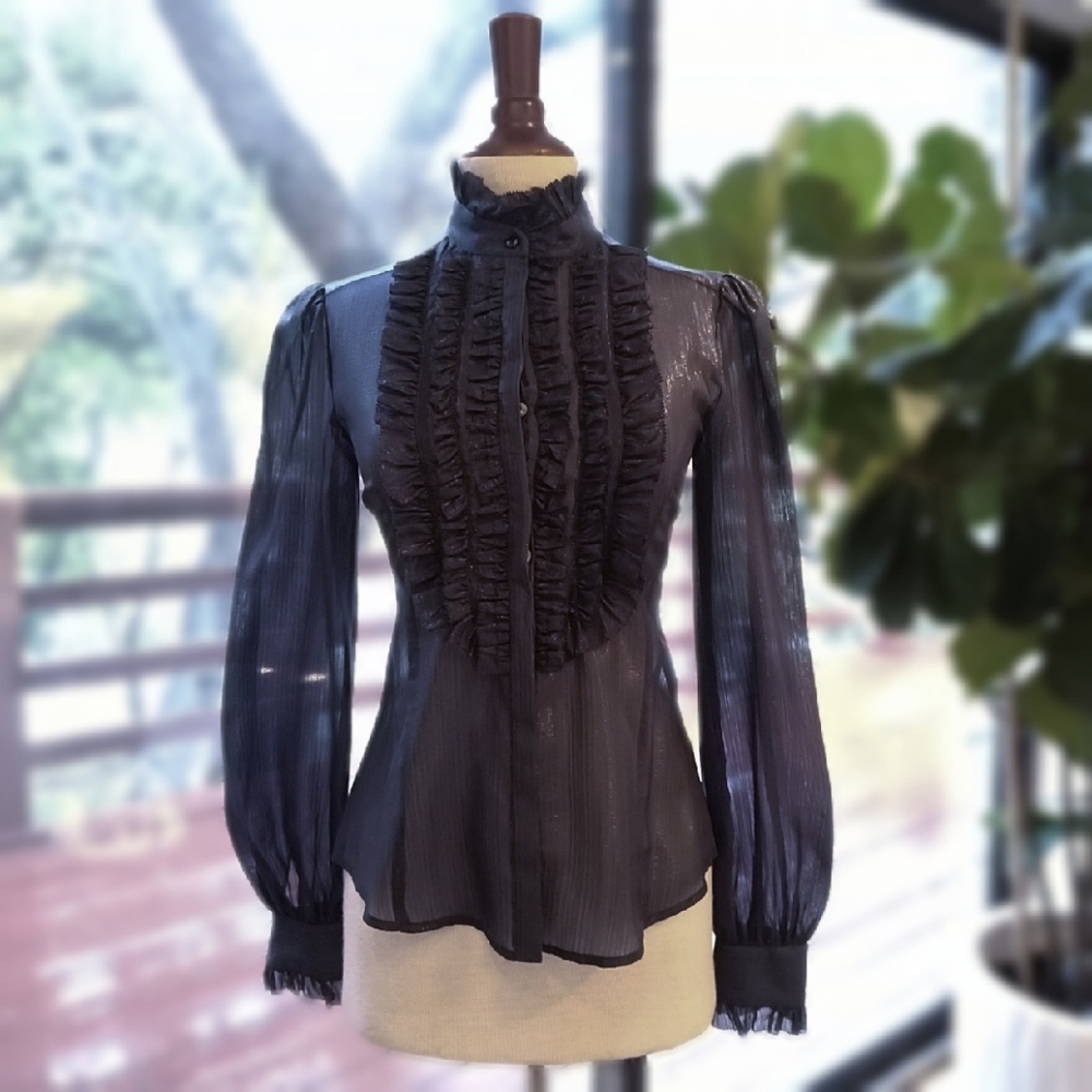 Cynthia Steffe Party Ruffle Silk Fitted Shirt NWT